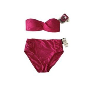 BAR III Pink‎ Two Piece Swimsuit Size S Removable Straps Summer NWT